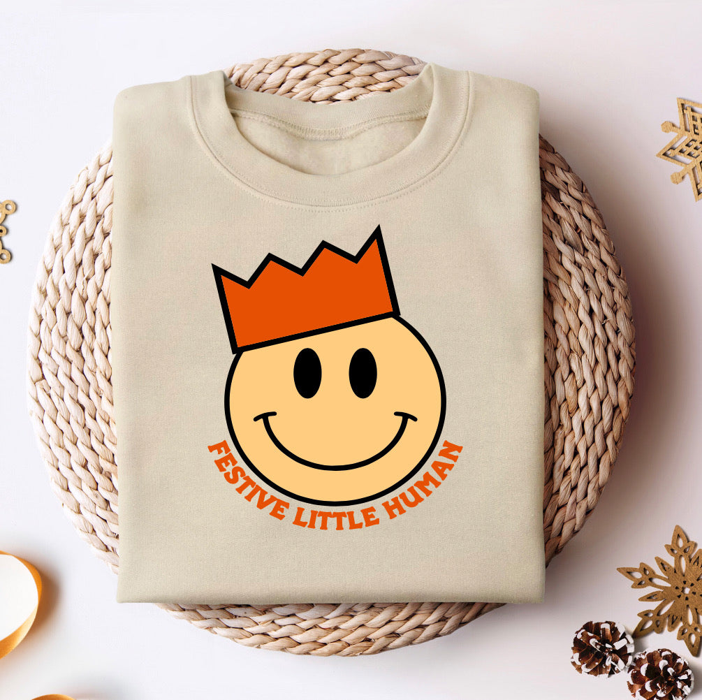Festive Little Human Christmas Sweatshirt In Natural