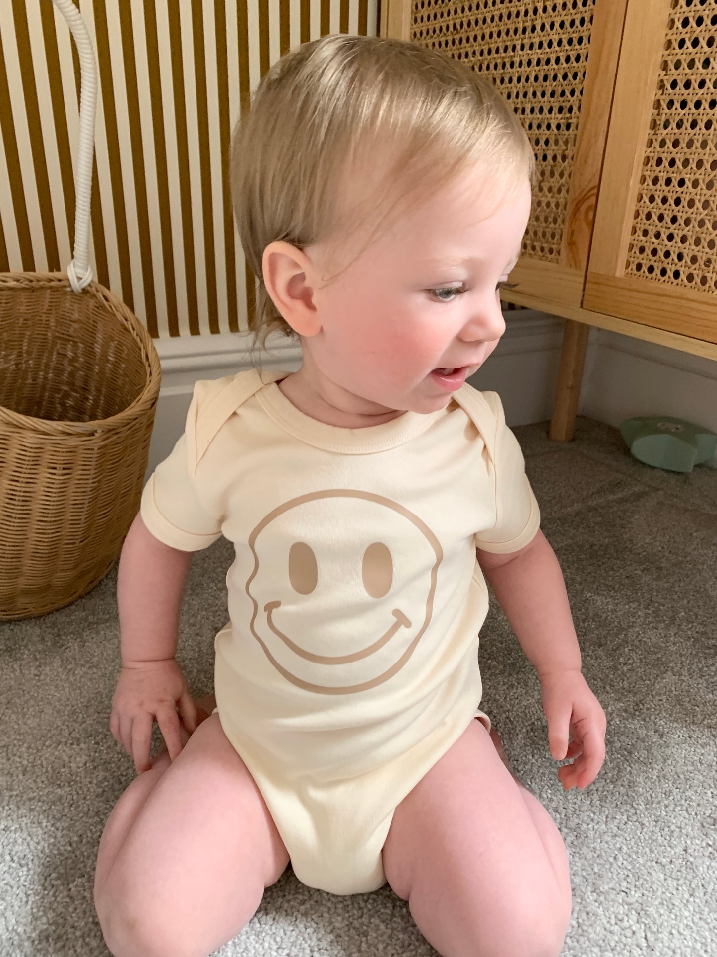 Smiley Face Organic Baby Bodysuit