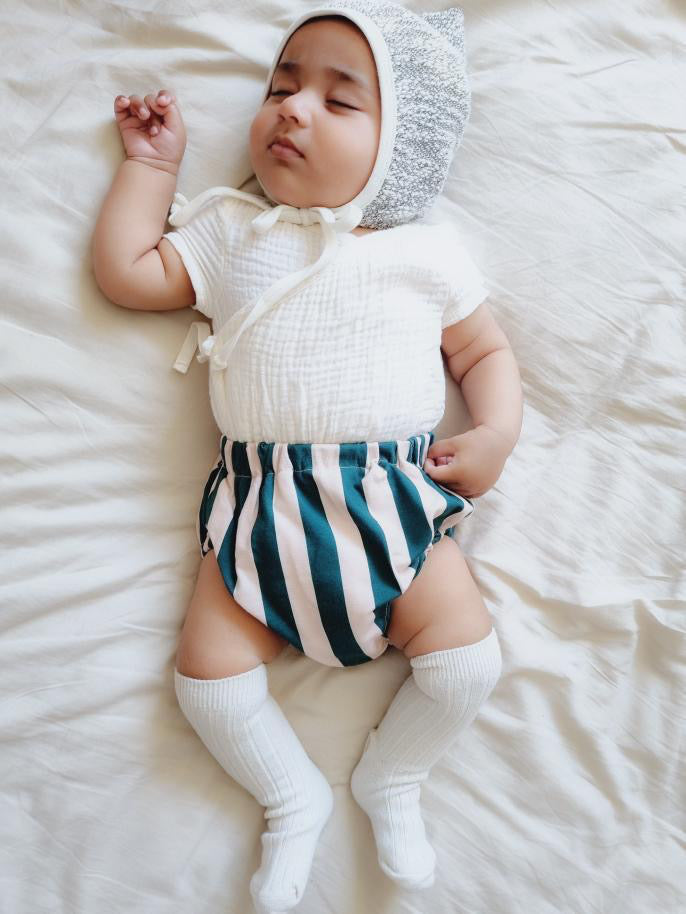 Green Chunky Striped Baby Bloomers