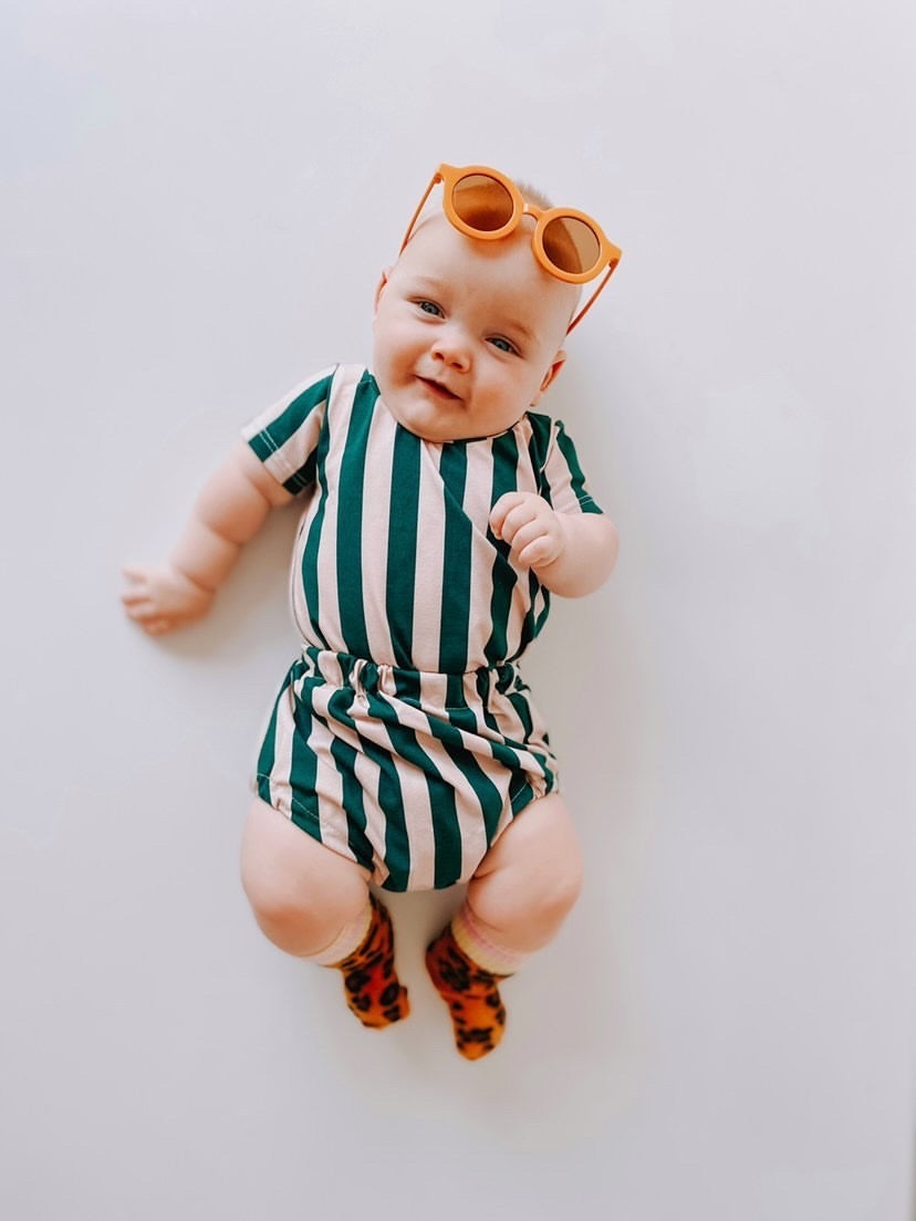 Green Chunky Striped Baby Bloomers